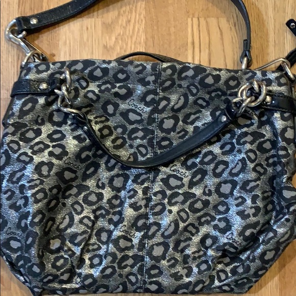 Coach Pleated Silver Metallic Ocelot Purse - Picture 1 of 10